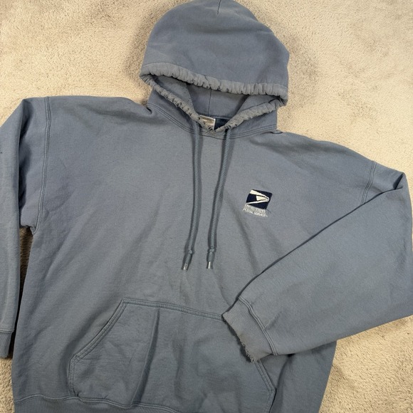 Vintage USPS Hoodie Mens XL Blue United States Postal Service Fleece Pullover